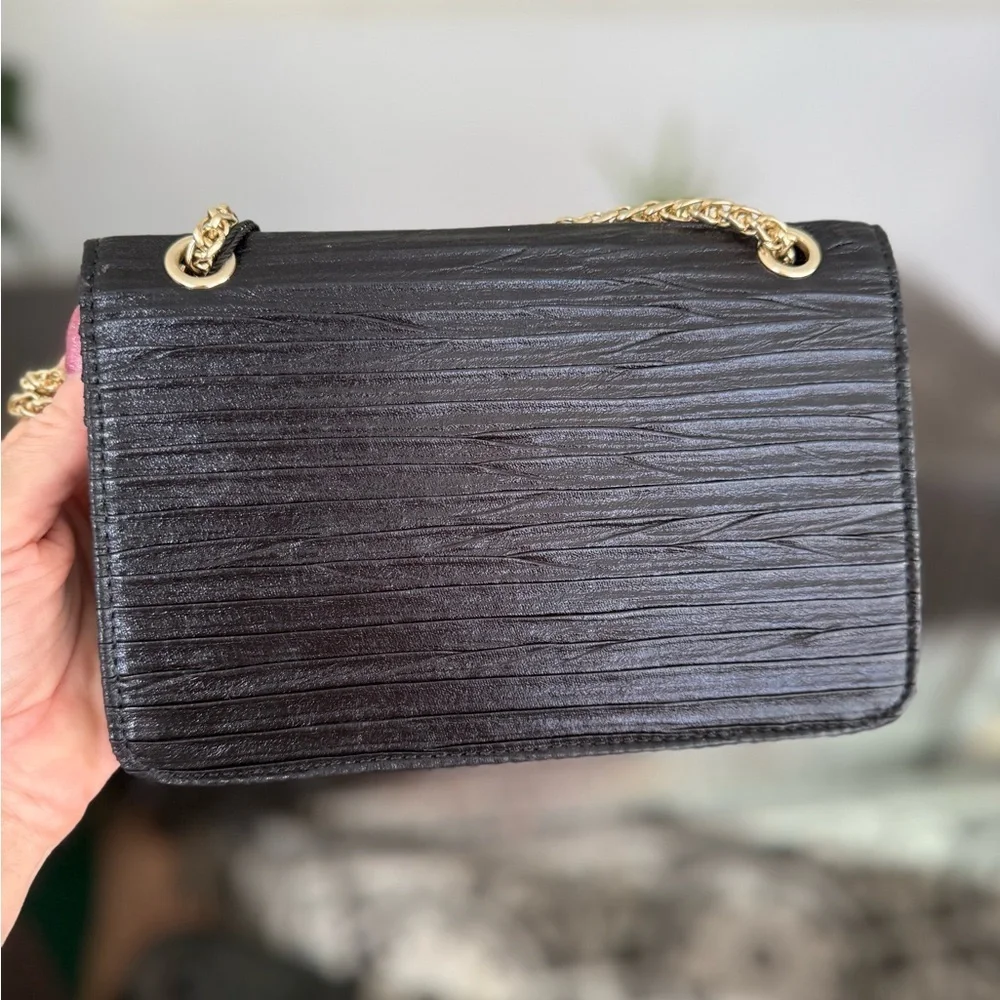 Kate Landry Black Evening Bag with Gold Chain NWT